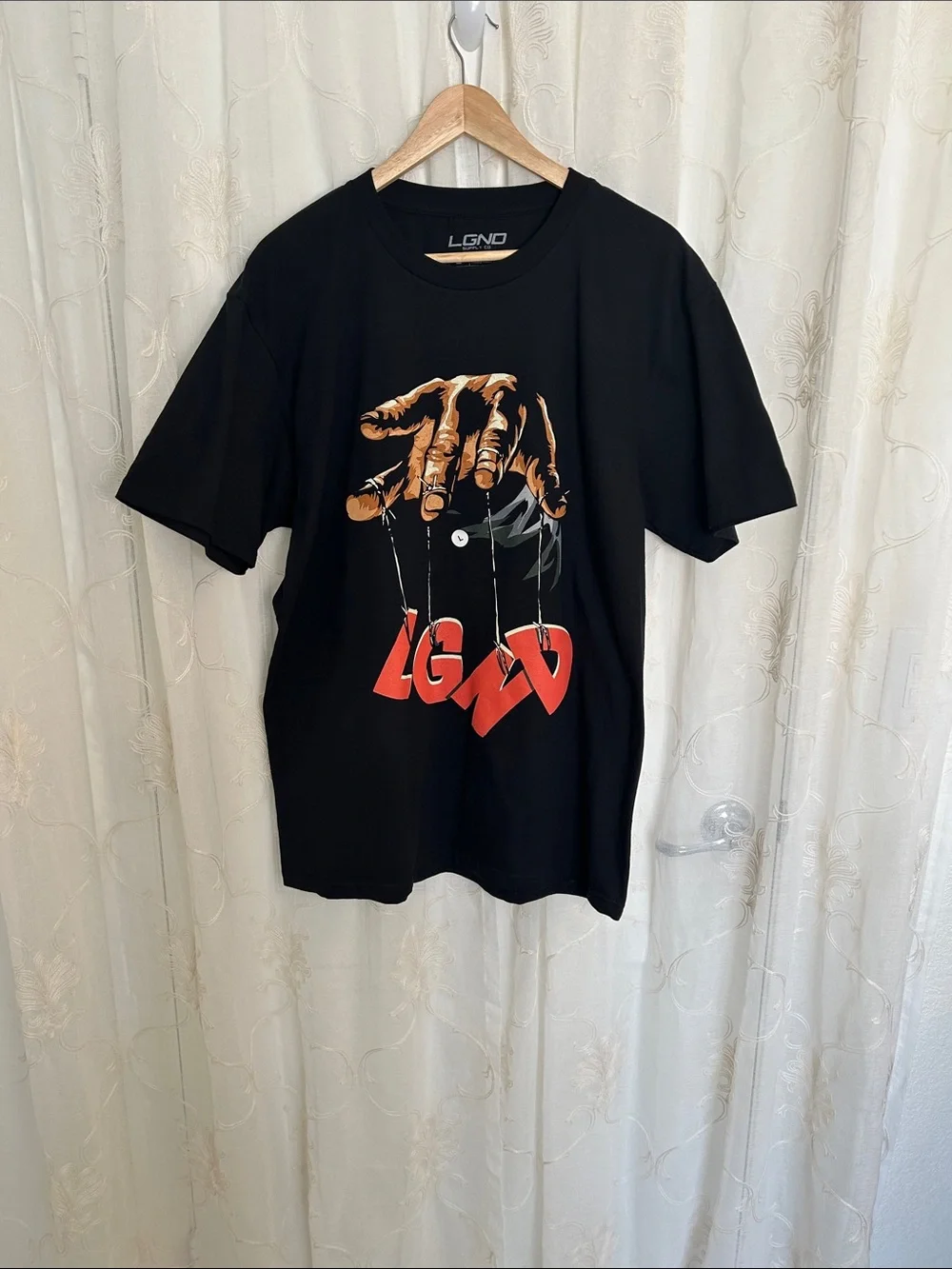 LGND Supply Co Black Puppet Master Hand Graphic T-Shirt L